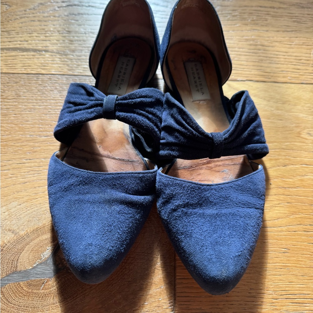 Gabriela Hearst Navy Flats with Bow Detail